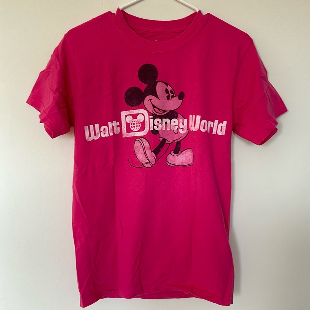 Walt Disney World Mickey Mouse Small T Shirt Hot Pink Short Sleeve